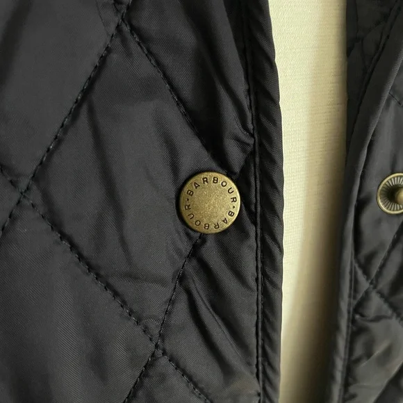 Barbour Navy Quilted Jacket w/ Liberty Fabric Under Collar!!! - Picture 4 of 5